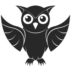 Fototapeta premium Barn owl with outspread wings silhouette