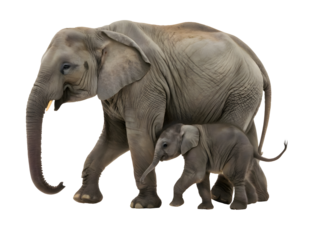 A baby elephant with a mother elephant 