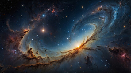 Obraz premium A breathtaking nebula fills the view, with stars shining across the dark canvas of space.