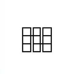 Three vertical grid windows, minimalist design, white background, website icon