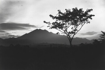 Silhouetted mountain sunrise