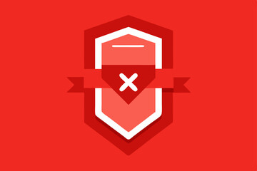 vector illustration of a red and white shield