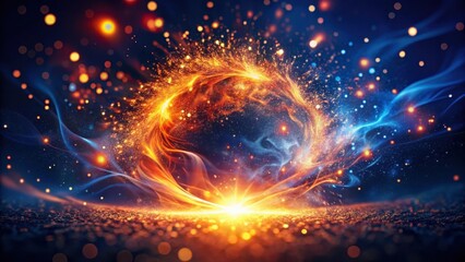A Fiery and Icy Cosmic Dance An Abstract Image of Glowing Energy and Sparkling Particles