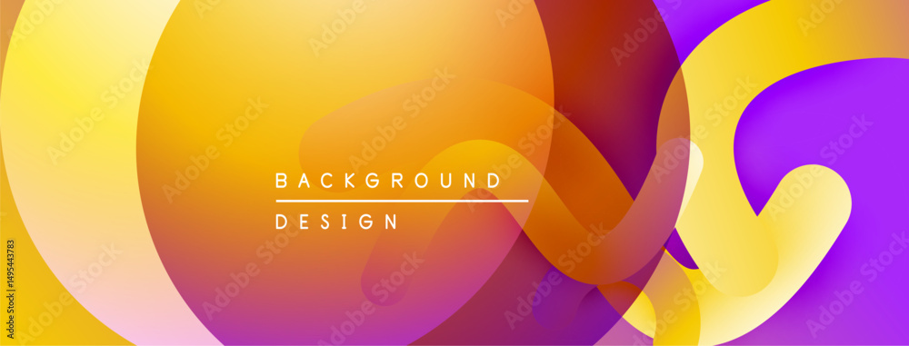 Poster Abstract colorful shapes overlap. Gradient transitions create vibrant visual effect. Modern design element for backgrounds.