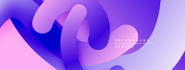 Abstract fluid shapes, vibrant purple hues blend into pink. Modern design evokes movement, depth, visual interest.