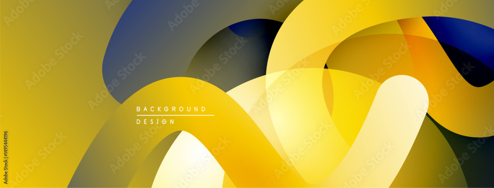 Aufkleber Abstract design features overlapping yellow, blue shapes. Gradient colors create modern visual effect. Minimalist composition.