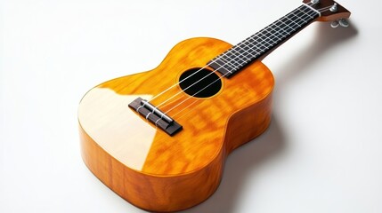 Fototapeta premium Orange ukulele on white background, music instrument
