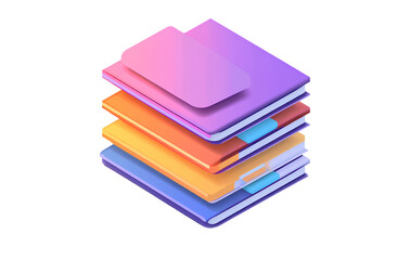 3D vector icon of colorful digital documents on a transparent background.