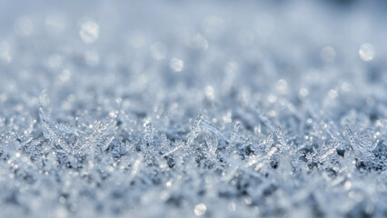 Obraz premium Sparkling Ice Crystals: A close-up view of delicate ice crystals shimmering under the cool, soft light, offering a sense of purity and the magic of winter's embrace.