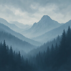 Misty Mountain Landscape Background
