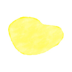 Yellow watercolor irregular shape with soft texture on transparent or white backdrop, creating modern artistic concept. Suitable for abstract designs, creative projects needing unique, vibrant visuals
