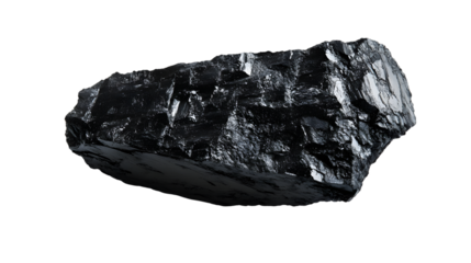 Large Black Coal on White Background for Industrial, Energy, Power Concepts