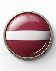 Runder Button mit Flagge von Lettland – glänzend, 3D-Optik, isoliert auf Weiß