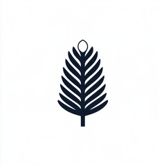 Stylized palm frond, isolated, white background, design element