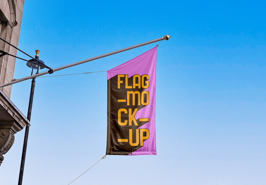 Flag on Pole Mockup