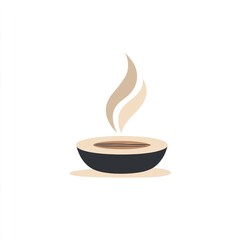 Hot coffee cup, simple design, white background, cafe menu