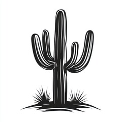 Saguaro cactus desert landscape, southwest US, graphic design