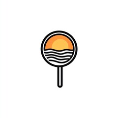 Sunset ocean lollipop design, summer beach theme