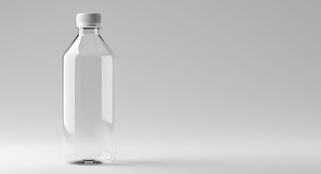 transparent bottle in a ehite background 