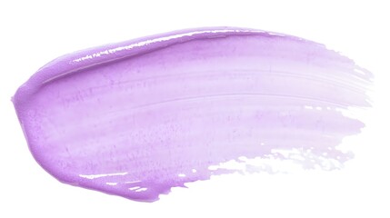 Fototapeta premium Single, broad paint stroke of a light lavender color against a pure white background.