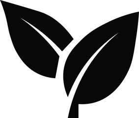 Two leaves icon. Leaf icon with two leaves. Leaf symbol. icon of two leaves. Green eco logo
