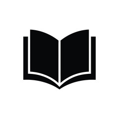Simple Black and White of an Open Book for Education or Library Use