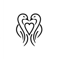 Two birds forming heart, love symbol, white background, romantic design, Valentine's Day