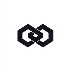 Interlocked hexagons, abstract design, white background, connection concept, website icon