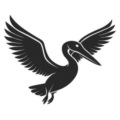 Fototapeta premium Stylized pelican diving silhouette