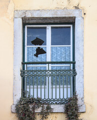 Janelas de Lisboa em prédios antigos e históricos