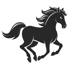 Obraz premium Wild horse running silhouette with flowing tail