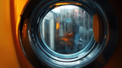 Washing machine drum with water droplets
