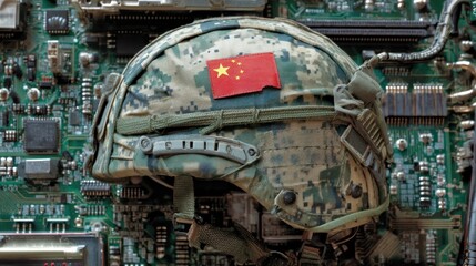 Chinese Military Helmet on Circuit Board