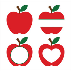 Red Apple Monogram Frame SVG. Editable Apple Clipart for School Crafts and Teachers.