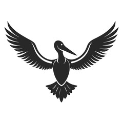 Obraz premium Elegant Pelican Silhouette Vector Illustration With Wings Spread Wide For Graphic Design