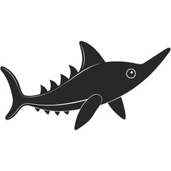 Obraz premium Monochrome Swordfish Illustration With Spikes On The Back Design Element