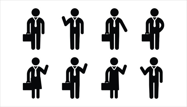 Business People Icon Set.  Professional Office Workers Vector Illustration.