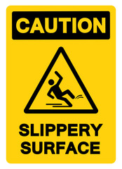 Caution Slippery Surface Symbol Sign,Vector Illustration, Isolate On White Background Label.EPS10