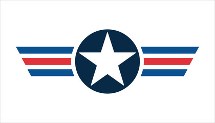 Military Star Emblem. USA Air Force Badge Vector Design.