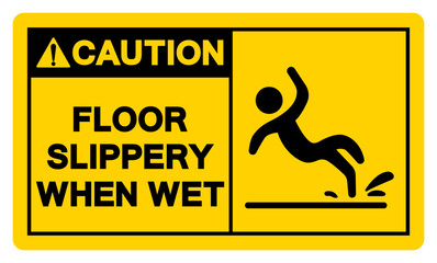 Caution Floor Slippery When Wet Symbol Sign,Vector Illustration, Isolate On White Background Label.EPS10