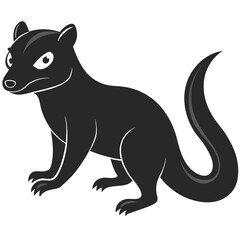 Fototapeta premium Isolated Flat Vector Illustration Of A Black Mongoose On White Background