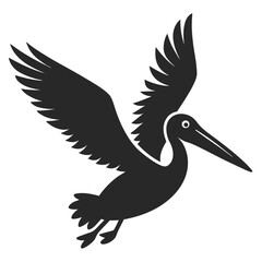 Obraz premium Pelican Flying Silhouette Bird Vector Graphic Illustration Element Design Isolated