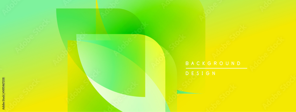 Leinwandbilder Abstract vibrant background. Green, yellow hues blend smoothly. Overlapping shapes create dynamic visual effect. Modern design element.