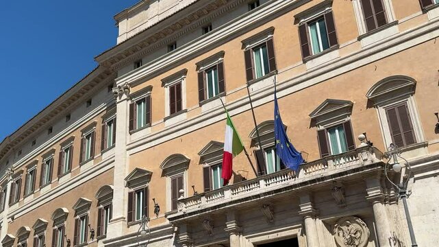 Palazzo Montecitorio in Rome, the seat of the Italian Chamber of Deputies, an elegant Baroque palace blending history, politics, and stunning architecture in the city center.

