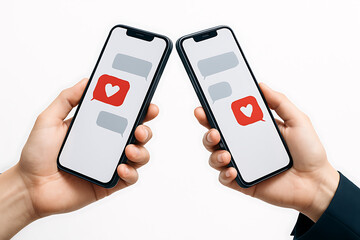 スマホでメッセージを送り合うマッチングアプリ利用中の手元