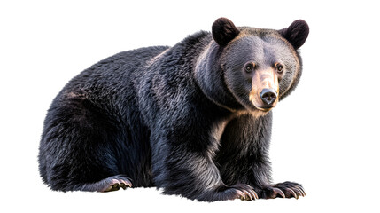 Fototapeta premium Majestic Black Bear in Natural Pose on White Background
