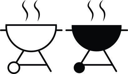 Grill icon set. Fire Pit Icons Vectors set
