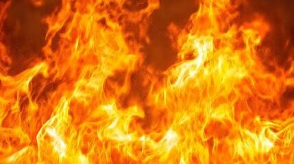 Close-up view of a large, intense fire, showcasing the vibrant colors and dynamic movement of flames.