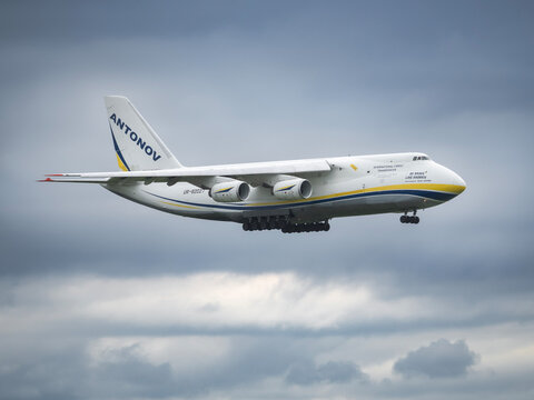 PRAGUE, Czech Republic - May 19, 2025: Antonov Airlines Antonov An-124-100 Ruslan at Vaclav Havel Airport Prague. Antonov Airlines is a Ukrainian cargo airline.