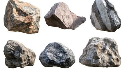 Obraz premium Big Rock Stones Collection Isolated on Transparent Background